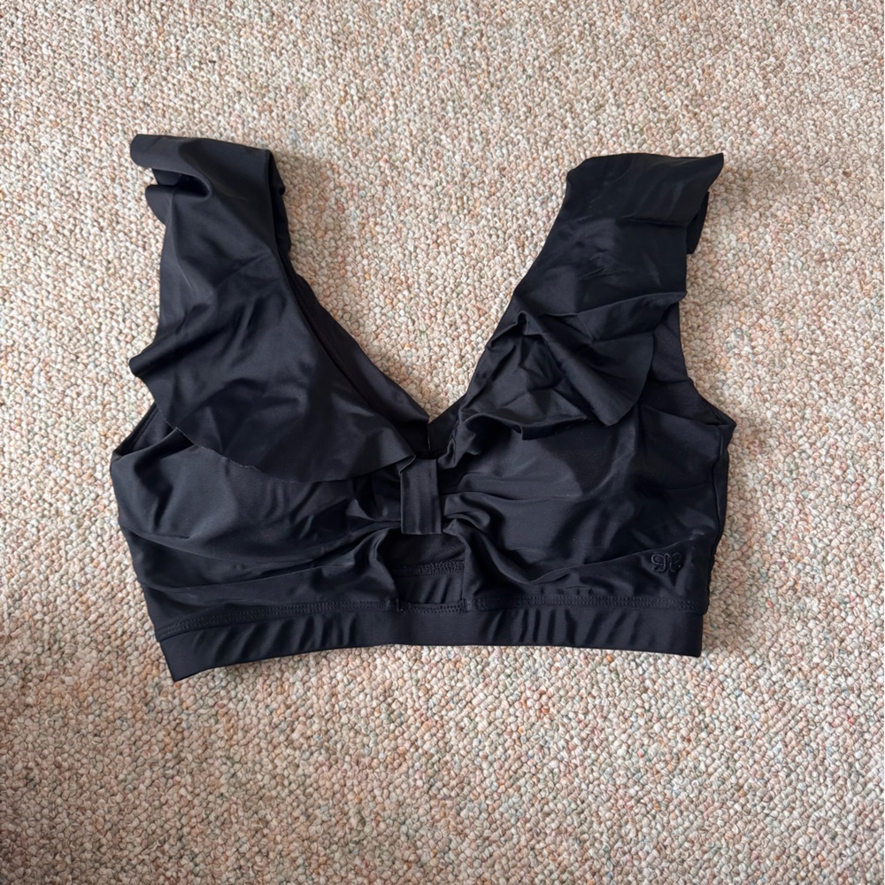 Black Ruffled Bikini Top